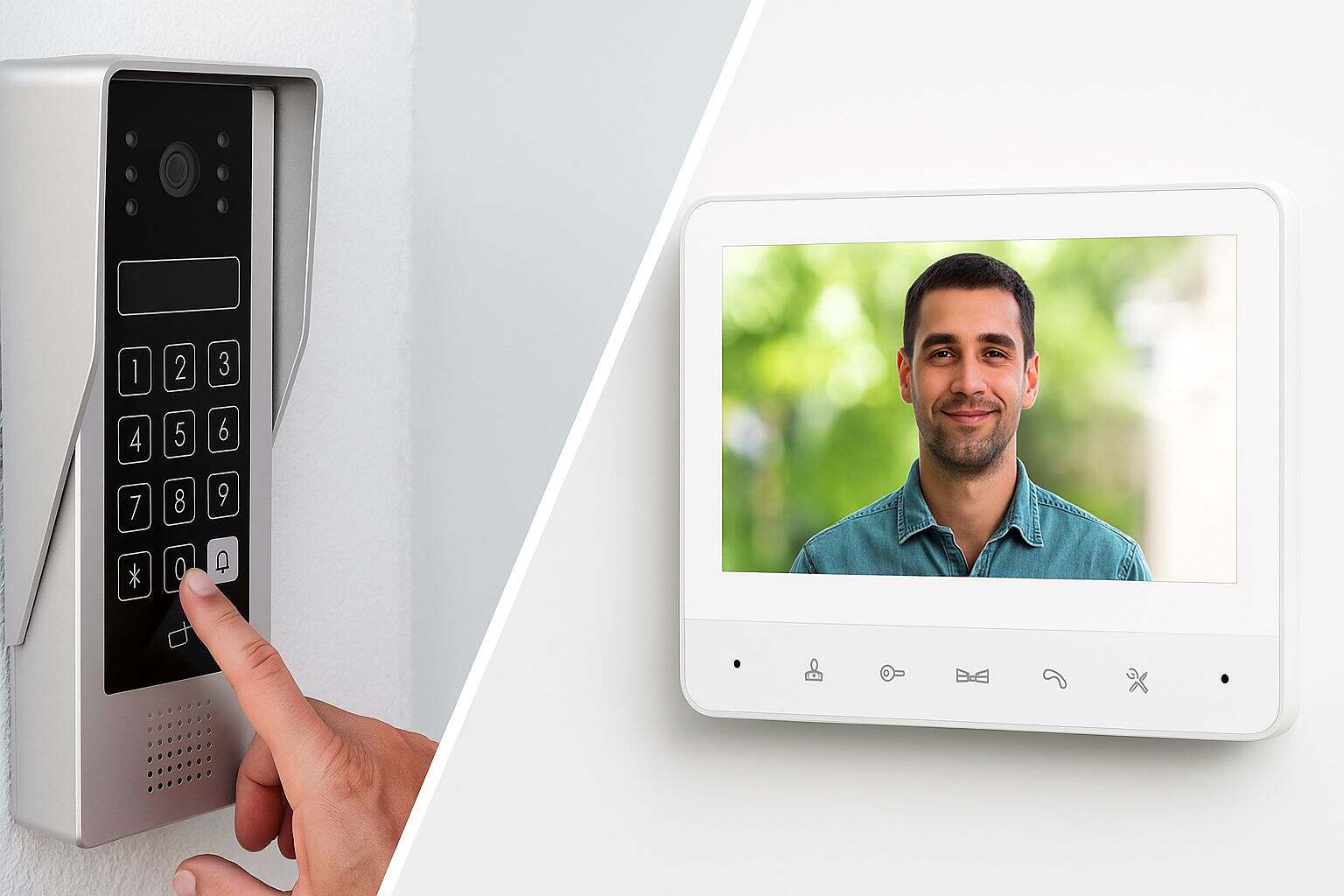 מערכת אינטרקום עם מסך 7" לבן + קודן עם מצלמה RL-TV2024 קוואנטום KDigital