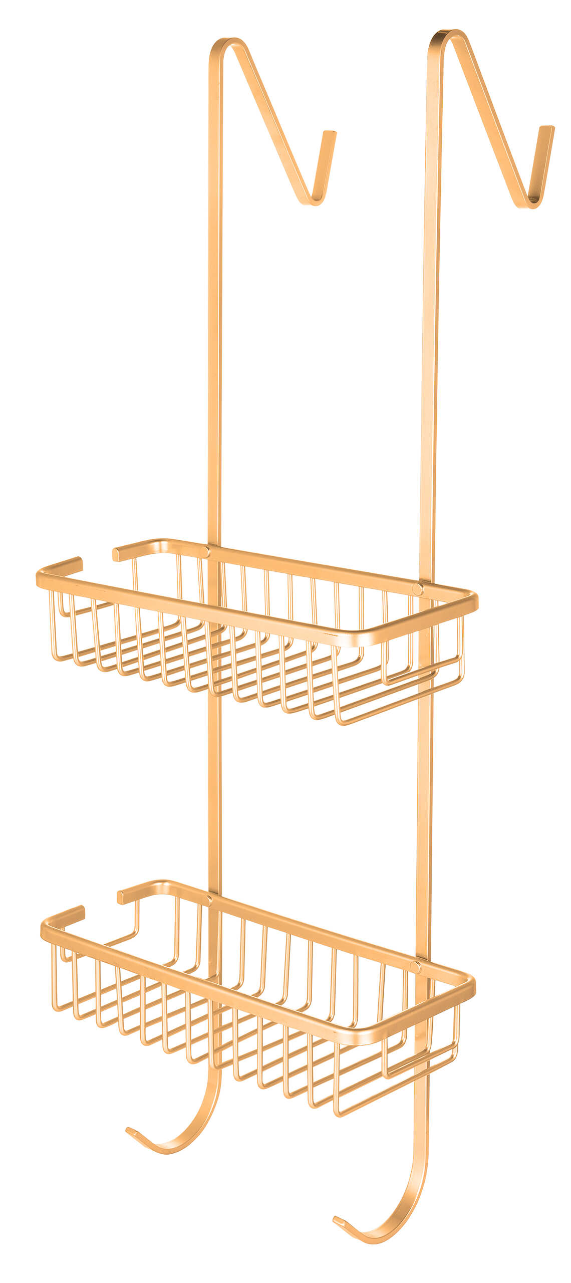 מדף לאמבטיה דו-קומתי מלבני אלומיניום זהב מוברש