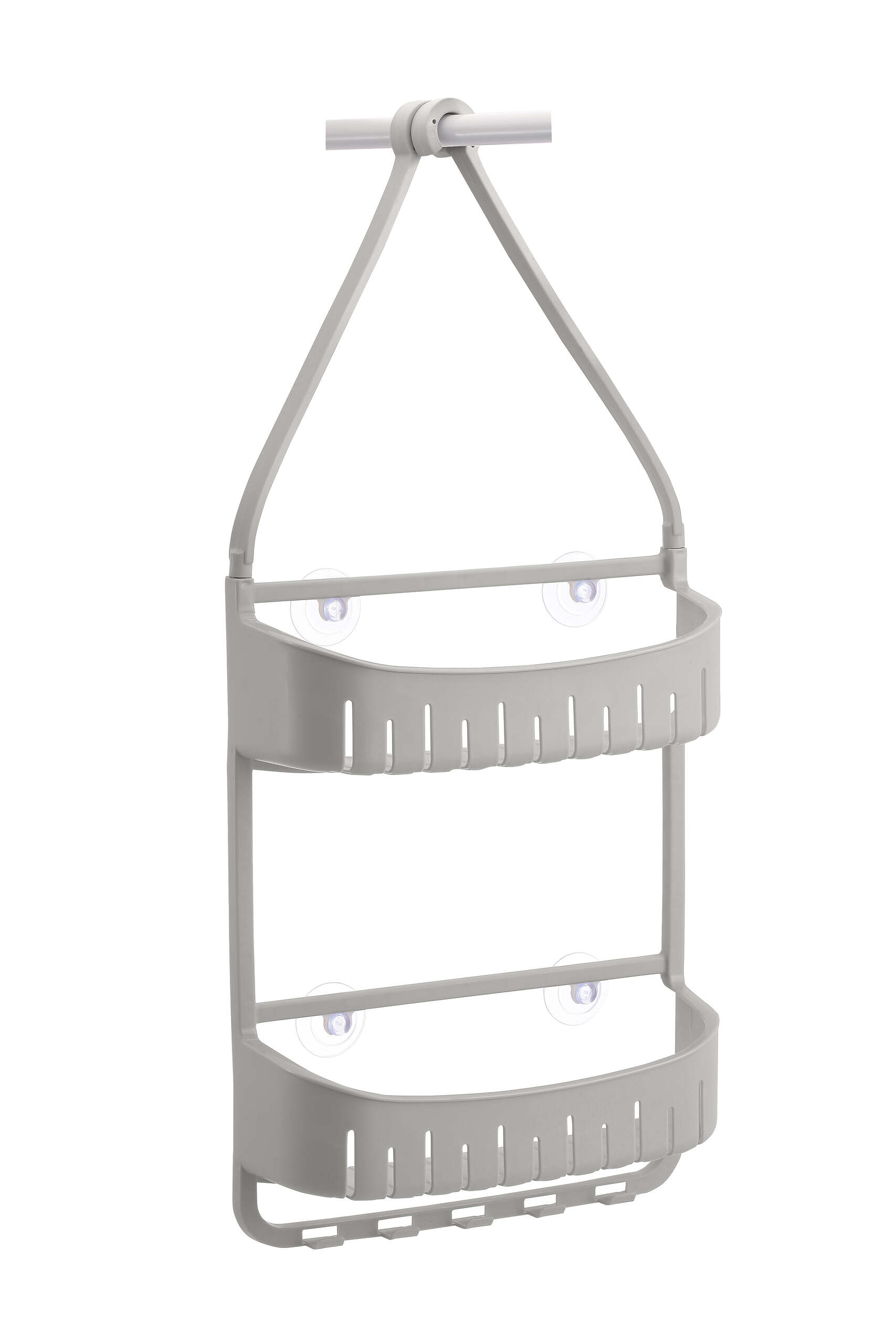 מדף למקלחון דו-קומתי עם 2 אפשרויות תליה אפור