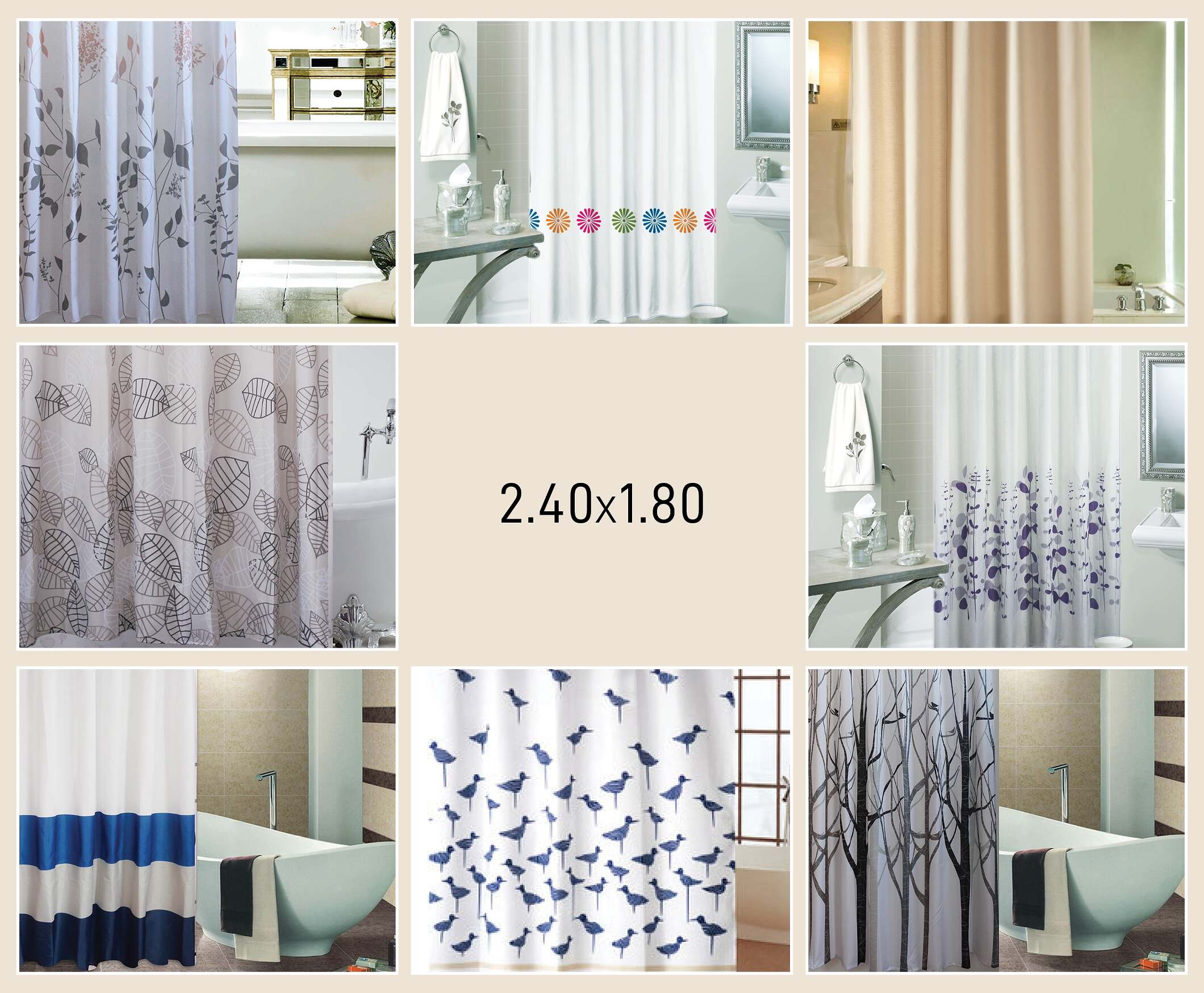 וילון אמבט צבעוני 2.40 מטר